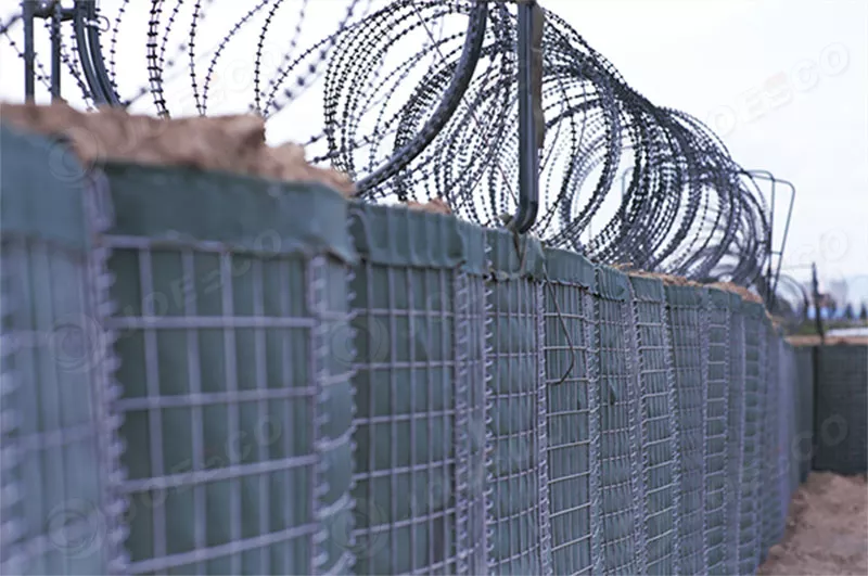 Razor Wire Fence on military barrier