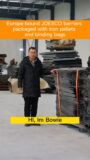 Europe-bound JOESCO barriers packaged with iron pallets and binding bags thumbnail